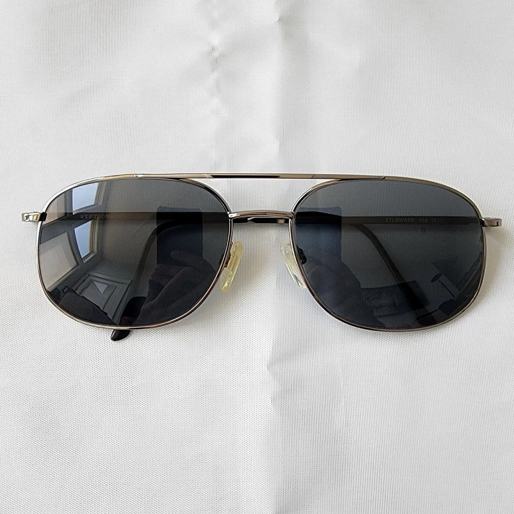 Stetson Aviator Sunglasses Mens XL-4‎ Zyloware 62-19 Gunmetal Gray Classic Rare